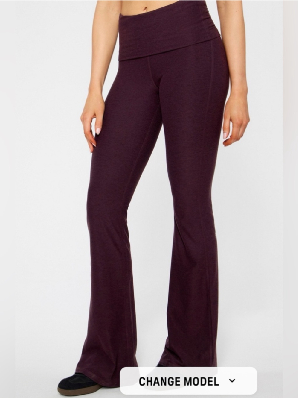 NWT Fabletics Foldover High Waisted Flare Leggings Purple - Size Small